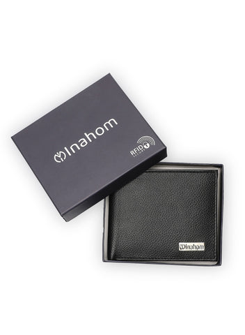 Inahom Inahom Bi-Fold Organised Wallet Flat Nappa Genuine and Smooth Leather Upper IM2021XDA0007-001-Black