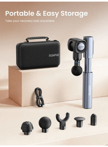 RENPHO Massage Gun with Adjustable Angles and Extension Handle Handheld Percussion Muscle Massager Deep Tissue with Portable Carry Case for Men Women Extend 2 | Best Price UAE | Dubai, Abu Dhabi