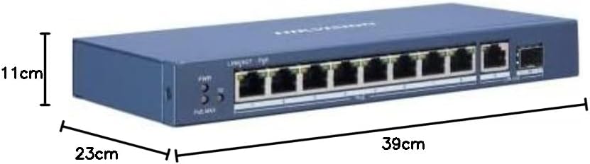 Hikvision - Switch Hikvision 10 Ports ~ 8 Gigabit PoE Ports ~ 1 RJ45 Gigabit Port ~ 1 SFP Port Fiber Optic Network Switch - DS-3E0510P-E/M