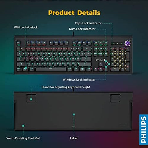 Philips Mechanical Gaming Keyboard with Arabic Layout SPK8601/00 (Black)