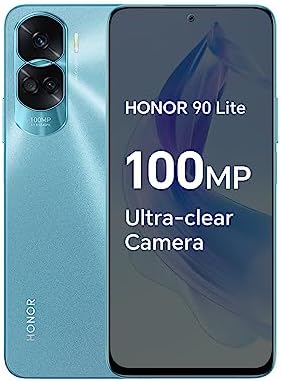 HONOR 90 Lite Smartphone 5G, 8GB+256GB, 6,7” IPS LCD 90Hz Display, 100MP Triple Rear Camera with 4500 mAh Battery, Dual SIM, Android 13 (Cyan Lake)