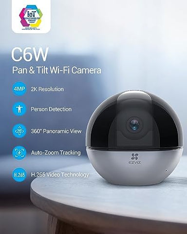 EZVIZ C6W Security Camera, Smart WiFi Camera, 4MP Home Camera with Motion Detection, Auto Zoom Tracking, 360° Night Vision, True- WDR, Two Way Talk, Privacy Shutter, Instant Alert, works with Alexa