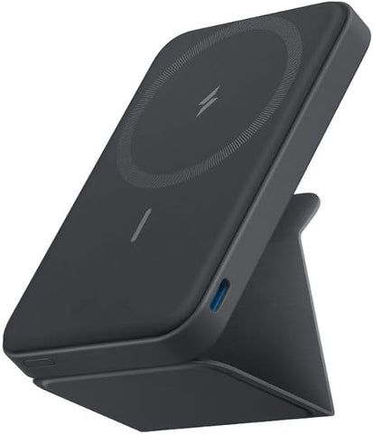 Anker Magnetic Wireless Power Bank With Foldable Stand, MagGo 5000 mAh, 7.5W Magnetic Power Bank with USB-C for iPhone 15/14/13/12, Black