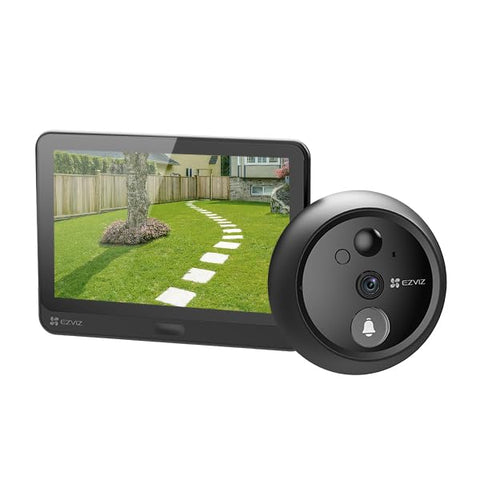 EZVIZ DP2C 1080p Video Door Viewer Peephole Camera with 4.3" Color Screen Display, Built in Chime, Rechargable Battery, APP Viewing, Two Way Audio, PIR Motion Detection, Metal Housing, Cloud/SD