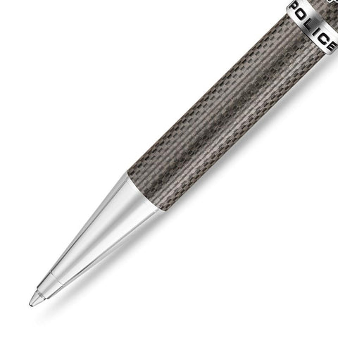 Police Corbel Dark Grey Carbon Fibre With Stainless Steel Trims Medium Drill Point Gents Pen 140mm - PERGR0001803