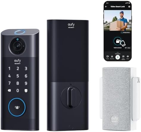 eufy Security S330 Video Smart Lock, 3-in-1 Camera+Doorbell+Fingerprint Keyless Entry Door Lock, BHMA, WiFi Door Lock, App Remote Control, 2K HD, No Monthly Fee, Dual Motion Detection,SD Card Required