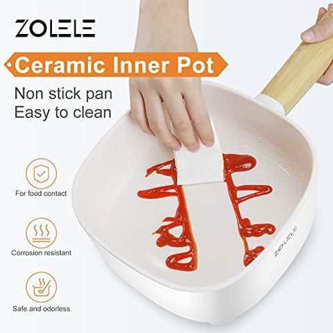 ZOLELE ZC306-WHITE ZC306 Electric Cooking Pot Multifunctional Hot 3L Large Capacity Non Stick Coating Frying Pan 1000W - White