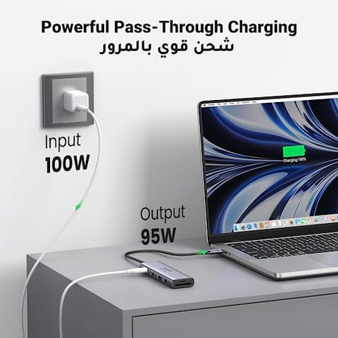 UGREEN USB C Hub 6-IN-1 Type C to HDMI 4K 60Hz Adapter with 100W PD Charging 2 USB 3.0 Ports SD/TF Card Reader, USB C Dock Compatible for M1 MacBook Pro/Air, iPad Pro 2023, iPad Air 4, XPS, Dell, HP