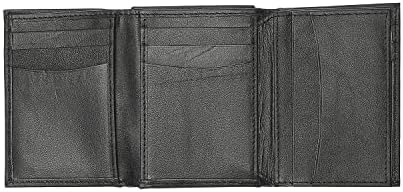 Inahom Tri-Fold Organised Flat Nappa Genuine and Smooth Men's Leather Wallet -IM2021XDA0005-001-Black