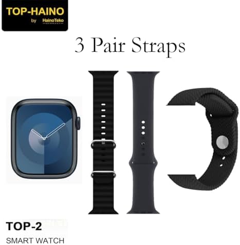 Top Haino By Haino Teko Germany TOP 2 Full Screen Real AMOLED Display Series 9 Smart Watch With 3 Pair Straps Wireless Charger and Pen Designed For Ladies and Gents