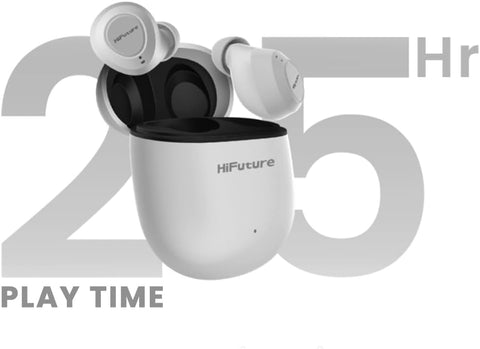 HiFuture OlymBuds3 Comfort Fit Wireless Earbuds, Up to 25Hrs Playtime, IPX5 Waterproof, Comfort Fit, 6MM Driver, Powerful Bass, Light weight, Smart Touch Controls, AI Voice Assistant, Black, HEO3