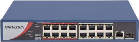 HIKVISION 16 Port Fast Ethernet Unmanaged POE Switch DS-3E0318P-E/M(B) Compatibility with JK Vision BNC