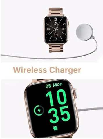 Haino Teko Germany G8 Mini Smart Watch 41mm with Two Set Strap HD Smart Display Rose Gold Edition with Wireless Charger and Beautiful bracelet for Ladies