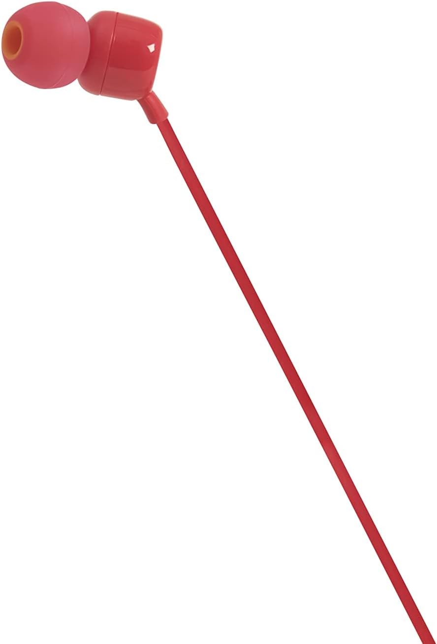 JBL Tune 110 JBLT110RED Wired In-Ear Headphones with Mic, Red