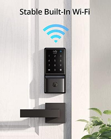 eufy Security Smart Lock C210, 5-in-1 Keyless Entry Door Lock, Built-in WiFi Deadbolt, Smart Door Lock, No Bridge Required, Easy Installation, Touchscreen Keypad, App Remote Control, BHMA Cert