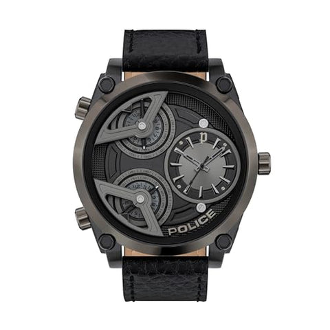 POLICE Wing Hybrid Quartz Automatic Watch For Men With Leather Strap