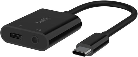 Belkin Rockstar 3.5mm Audio + USB-C Charge Adapter, USB-C Audio Adapter Compatible with iPad Pro 12.9, 11, Galaxy, Pixel, OnePlus and More