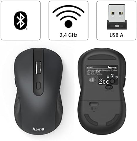 Hama 182617 MW-650 Optical 6-Button Wireless Mouse, Black