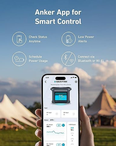 Anker SOLIX F1500 Portable Power Station, 1800W Solar Generator, PowerHouse Design, 1536Wh Battery Generators for Home Use, LiFePO4 Power Station for Outdoor Camping and RVs (Solar Panel Optional)