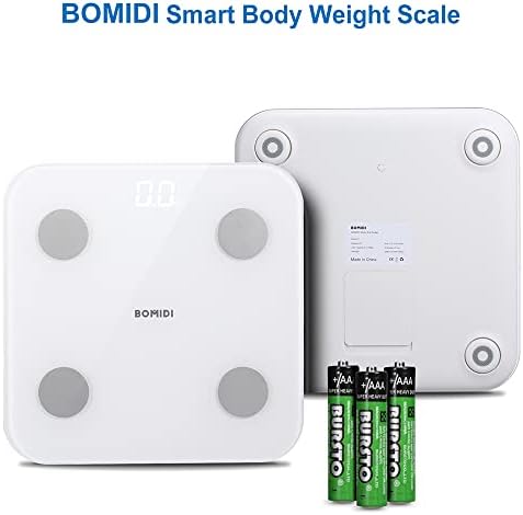 Bomidi S1 Smart Body Fat Weight Scale LED Display Bluetooth 4.0 TUYA Smart App Body Composition BIA Technology BMI High Precision Sensor Body Composition Anti-Collision 3*AAA Battery - White