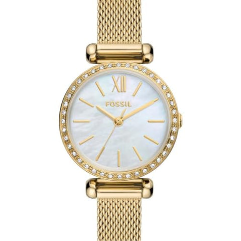 Fossil Tillie Mini Three-Hand Gold-Tone Stainless Steel Mesh Watch - BQ3898