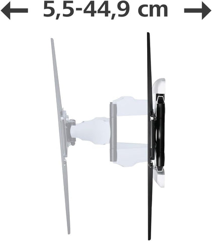 Hama Full Motion TV Wall Mount, 46–90 Inch (117–229 cm), Swivel 120°, Tilt +2°/-10°, Extendable Arm, VESA 300x100–800x600, Max 75 kg Heavy Duty, with Cable Management & Drilling Template, Black/White