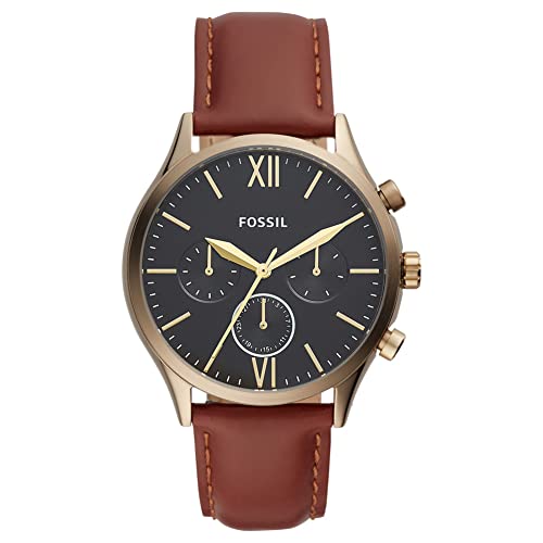 Fossil Mens Fenmore Midsize Leather Watch Bq2404, Brown