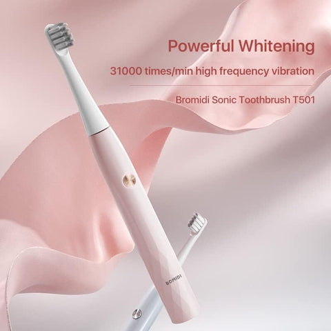 Bomidi T501 Ultrasonic Electric Toothbrush High Frequency Vibration Deep Cleaning & Whitening Toothbrush | IPX7 Waterproof | 30days Long battery Life - Pink