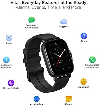 Amazfit Smart Watch for Men Woemen Android iPhone, Amazfit GTS 2e, Black