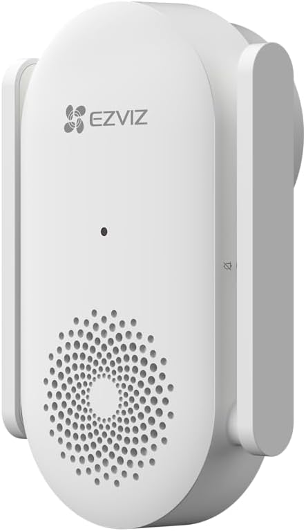 EZVIZ CH1 Smart Wi-Fi Chime Designed for Battery-Powered Video Doorbells (EP3x Pro & More), 0-72 dB Adjustable Volume, 20 Ringtones, Plug-In Installation, Real-Time Audible Alert, APP Control, White