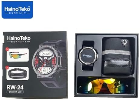 Haino Teko Germany RW-24 Smart Watch Round Shape Sports Model with Sun Glass,Running Belt and Wireless Charger