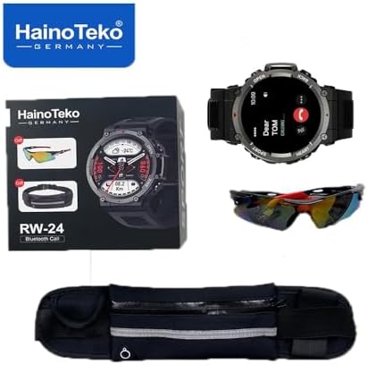 Haino Teko Germany RW-24 Smart Watch Round Shape Sports Model with Sun Glass,Running Belt and Wireless Charger