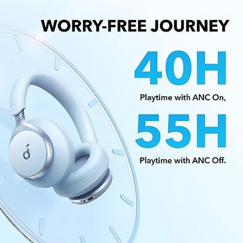 soundcore by Anker, Space One - Adaptive Active Noise Cancelling Headphones, Enhanced Human Voice Reduction, 40H ANC Playtime, LDAC Hi-Res Wireless Audio, Comfortable Fit, Bluetooth 5.3, App Control