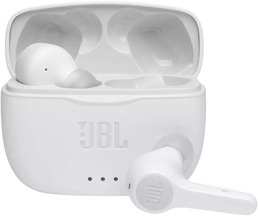 JBL Tune 215TWS True Wireless In-Ear Headphones, Pure Bass Sound, Built-In Mic, 25 Hours of Battery, Ultra-Comfortable Fit, Dual Connect, Voice Assistant, Fast USB Type-C - White, JBLT215TWSWHT