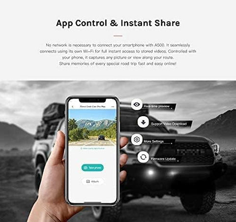 70Mai Smart Dash Cam Pro Plus Sets A500S 5Mp Resolution/Free Wifi / 24Hours Parking Monitor / 140 Degree Wide View Angle/Dual Video Recording