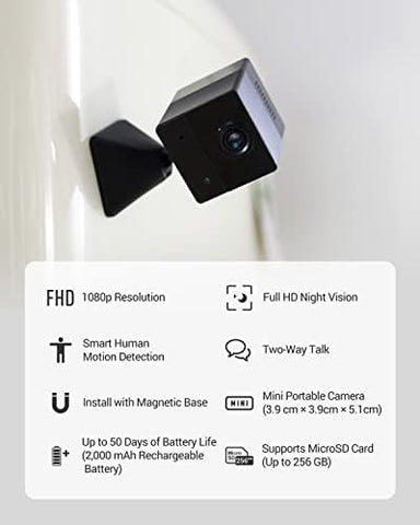 EZVIZ BC2 Security Camera with Battery, 1080p WiFi camera CCTV with PIR Motion, smart Human Detection, Two Way Audio Talk, Easy Install with Magnetic Base, supported Cloud & SD card Storage