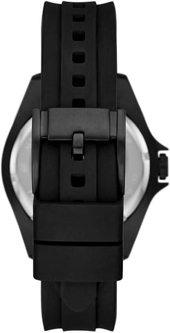 Fossil Dalton Three-Hand Silicone Wrist Watch for Men, Black/Black