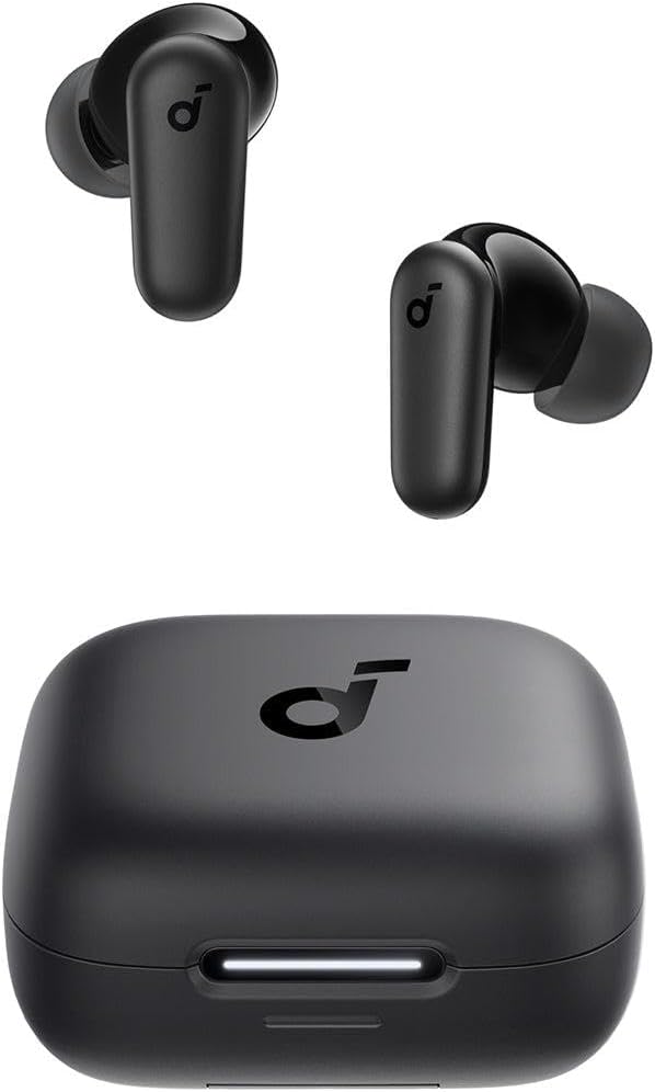 Soundcore by Anker R50i NC Wireless Bluetooth Earphones, Powerful and Smart Noise Cancelling, Powerful Bass, 45 Hours Playtime, 2-in-1 Case and Phone Stand, IP54, Bluetooth 5.4, Black