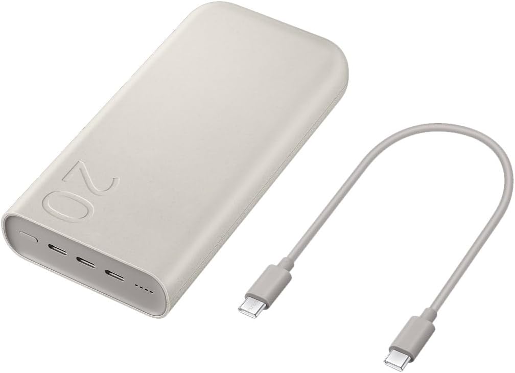 Samsung 20000mAh 45W Battery Pack with Three Type C Ports, Beige