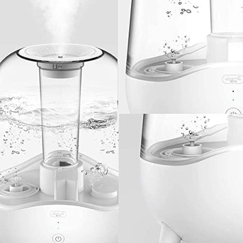 Deerma F325 Crystal Clear Ultrasonic Cool Mist Humidifier 5L Capacity Silent Aromatherapy Diffuser Transparent Water Tank |Water Mist System | 5W Power | Water Shortage Protection | 36dB - White