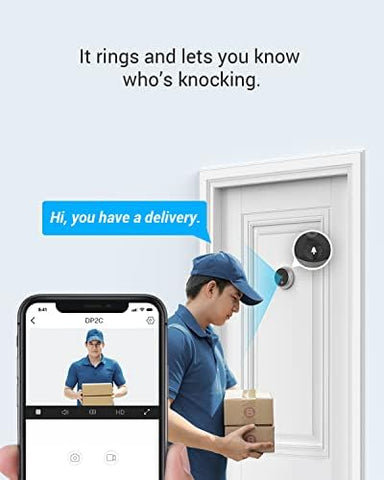 EZVIZ DP2C 1080p Video Door Viewer Peephole Camera with 4.3" Color Screen Display, Built in Chime, Rechargable Battery, APP Viewing, Two Way Audio, PIR Motion Detection, Metal Housing, Cloud/SD