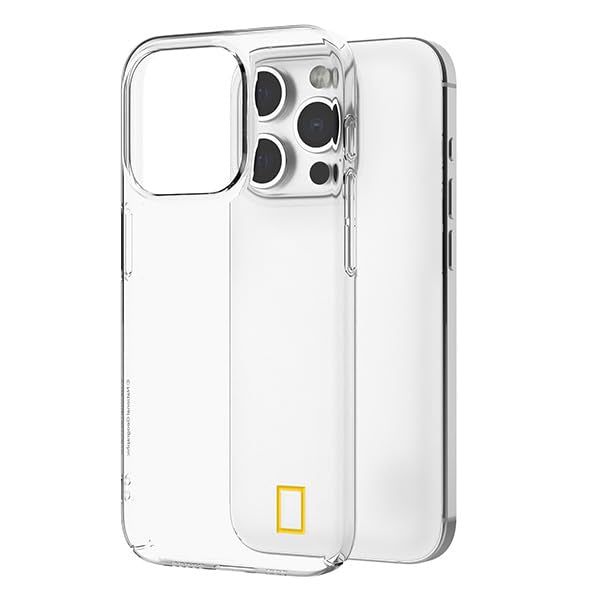 National Geographic Crystal Slim Fit Case Cover for iPhone 15 Pro Military Grade Drop Protection,Anti-yellowing Clear Case,Suitable for Any Color iPhone,Slim,Full Protection Case - Transparent