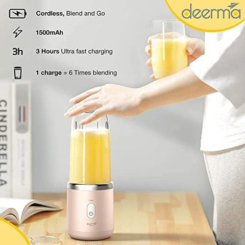 Deerma NU05 Rechargeable Personal Power Blender With 400 ml Tritan Jar, Rose Gold