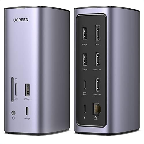 UGREEN USB C Docking Station,13-in-1 Dock Triple Display Monitor , HDMI DP 4k@60Hz (8K Max), 10 Gbps USB-C and USB A, Ethernet, Audio, SD/TF, 100W Charging for MacBook and More.