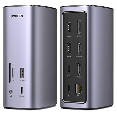 UGREEN USB C Docking Station,13-in-1 Dock Triple Display Monitor , HDMI DP 4k@60Hz (8K Max), 10 Gbps USB-C and USB A, Ethernet, Audio, SD/TF, 100W Charging for MacBook and More.
