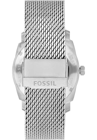 Fossil Machine Three-Hand Day-Date Stainless Steel Mesh Watch - FS6014