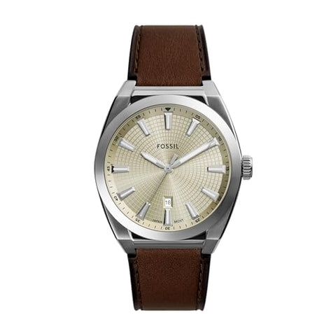 Fossil Everett Three-Hand Date Brown Leather Watch