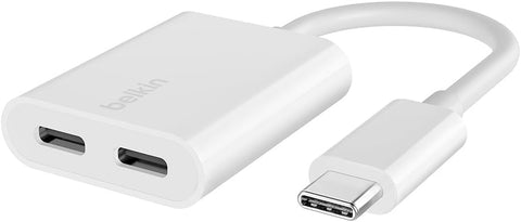 Belkin RockStar USB-C Audio + Charge Adapter, Headphone Adapter w/ USB-C 60W Power Delivery Fast Charging for iPhone 16, iPad Pro, Galaxy, Note, Google Pixel, LG, Sony, OnePlus, and More - White