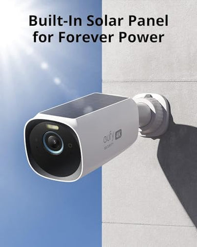 eufy Security eufyCam 3 4-Cam Kit, Security Camera Outdoor Wireless, 4K Camera with Integrated Solar Panel, Forever Power, Face Recognition AI, Expandable Local Storage, Spotlight, No Monthly Fee