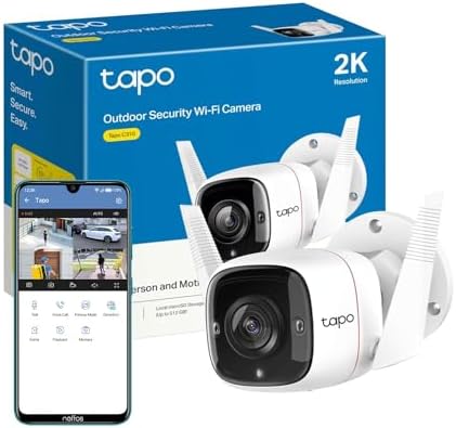 TP-Link Tapo Outdoor Security Camera/CCTV, Weatherproof, No Hub Required, Works with Alexa&Google Home, 3MP High Definition, Built-in Siren with Night Vision, 2-way Audio, SD Storage(Tapo C310)